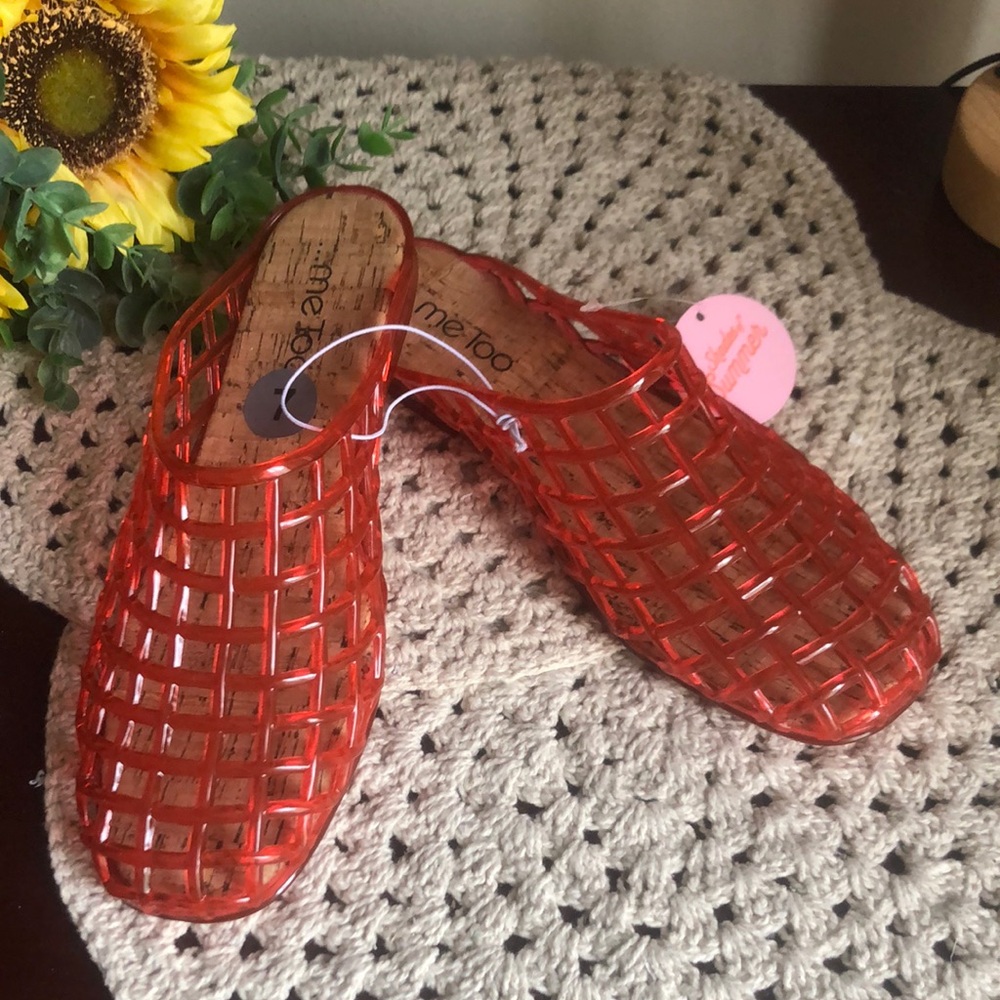 me too Red Woven Jelly Mule Slides SIZE 7